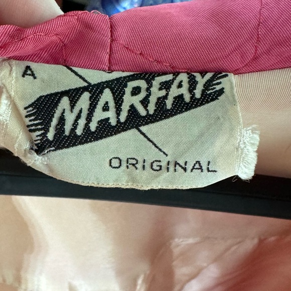 Vintage A Marfay Original Fuchsia Quilted Jacket Floral patch appliqué - Picture 12 of 15